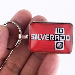 Vintage Chevy Silverado 10 Chrome Fender Emblem CHOOSE BACKGROUND COLOR Keychain