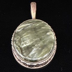 Vintage Luxury Sajen Pure 925 Sterling Silver Seraphinite Pendant