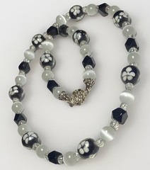 Artisan Handcrafted Art Deco Lampwork Glass Jewelry Black & White Necklace #6