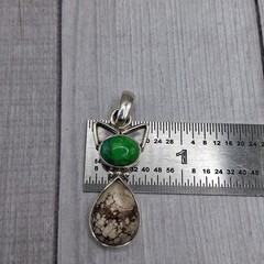 Sterling Silver Cat Pendant Green Mojave Turquoise Wild Horse Southwestern