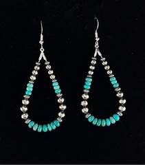 White Fox Sterling and Turquoise Teardrop Earrings
