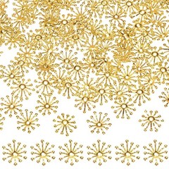 100-Pack 13mm x 3.5mm ( W x H ) Bead End Caps Flower Stamen [Gold]