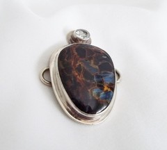 TABRA STERLING SILVER AGATE Connector CHARM Signed