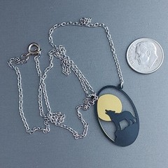 Retired Necklace Sienna Sky Pendant HOWLING WOLF MOON Hand Made in Colorado 18”