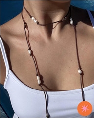 Handmade Natural Pearl Wrap Necklace | Versatile Coastal Choker Beachy Handmade