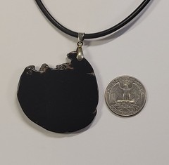 Black Obsidian Pendant Polished Slice Slab On 18in Black Cord Necklace