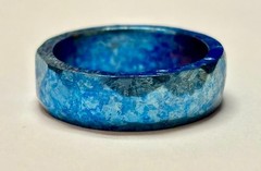 Size 10.5 6mm Wide Crystallized Titanium Anodized Blue Faceted Handmade Ring