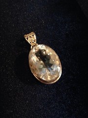 Vintage Genuine White Topaz Natural Stone Pendant Large, Stone: 26mm x 19mm