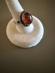 Sterling Silver Baltic Amber Artisan Ring Size 6