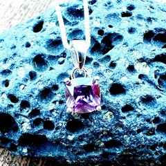 Lab Made Color Change Alexandrite Pendant, Sterling Silver, June Birthstone