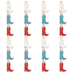 24Pcs Football Charm 18mm Enamel Alloy Shoe Game Charm Pendants,Blue,Red,White