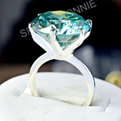 RARE 15 Ct Certified Blue Diamond Solitaire Ring, FREE Diamond Studs