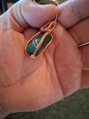 Handcrafted Copper Wire Wrapped Green Malachite Pendant Only