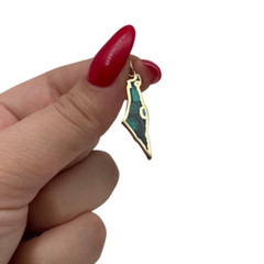 Support Israel with Map of Israel Eilat Stone Pendant In 14K Gold Jewish Jewelry