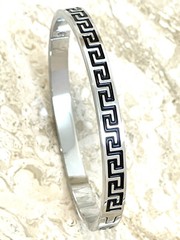 Pierre Lorren Greek Gifts Geometric Bracelet Greek Key Jewelry White Gold Silv