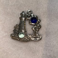 Nautical Lighthouse Pendant With Glass Balls Or Marbles, Pewter Metal