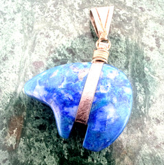Handmade blue Lapis Carved Bear Pendant Native American made 925