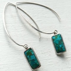 Silpada 925 Sterling Silver Stabilized Turquoise Statement Earrings W3379