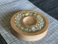 Natural Prehnite Beaded Bracelet 10mm beads 16cm length