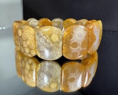 HIGH GRADE NATURAL CORAL FOSSIL BRACELET/ VARIOUS FLOWERS PATTERN