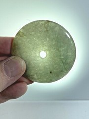 Certified Grade A 100% Natural Green Jade Donut 54x5mm Pendant Health Wealth