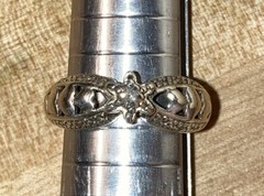 Silver Hearts center Star Cubic Zirconia Stone Sterling Ring 925 Sz #7, 3.7grams