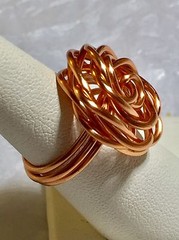 Large Rose Flower Ring No tarnish copper round Wire Wrapped ~ ANY SIZE