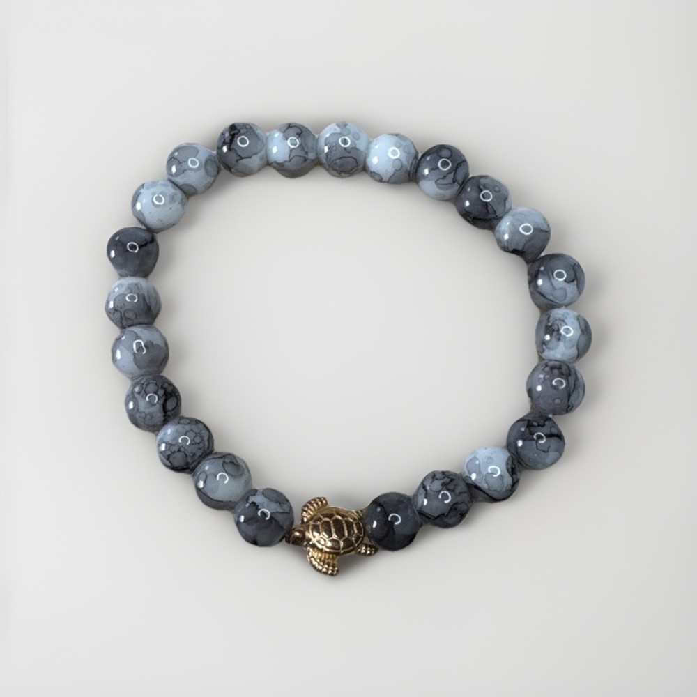 Natural Mixed Moonstone Turtle Gem Crystal Stretch Bracelet w/ 6mm Beads New