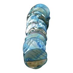 Chunky Bracelet S/M Blue MOP Shell Disc Boho Gypsy Lagenlook Resort Party VTG