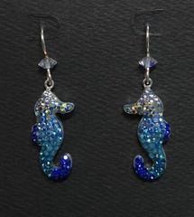 Handmade Crystal/Sterling Silver Dangle Earrings – SEAHORSES