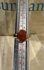 New Sundance Catalog Gold Vermeil Faceted Rectangle Red Onyx Ring Size 7