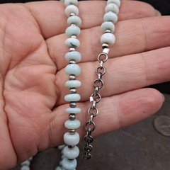 Opal Quartz Rondelle Necklace Sterling Silver Beads 18-20in Southwestern