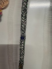 Handmade Viking Knit Necklace Green Tones with Beads Woven Inside