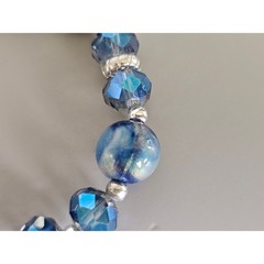 Genuine Sodalite Glass Crystal Stretch Bracelet Earring Set New w/ Gift Bag Card