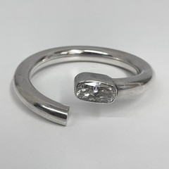 Vintage Signed Sterling CZ Bypass Bracelet Weighs 41 Grams Tubular Hallmarked