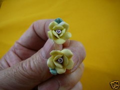 (EE-70-2) 5/8″ YELLOW rose flowers roses flower porcelain earrings