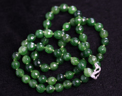 Aventurine Necklace Green 6mm Ball Faceted Gemstone Silk Knotted 20″