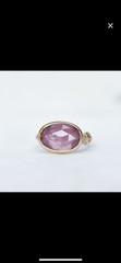 Yellow Gold and Silver Pink Sapphire Oval Faceted Bezel Setting Cocktail Ring