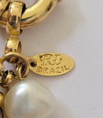 RL Brazil Freshwater Pearl Gold Tone Sphere Charm Bracelet | Cha-Cha Jewelry