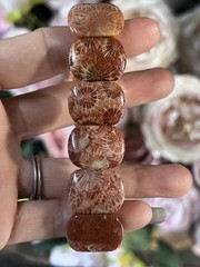 Natural Agatized Coral Fossil Beads Stretch Bracelet