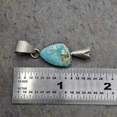 White Water Turquoise Squash Blossom Pendant Sterling Silver SW Native Style