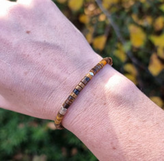 Natural Brown Tiger’s Eye Tibetan Cube Beaded Healing Protection Boho Bracelet