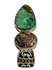 Michigan Splash Copper Sculpture Pendant 8J925 Sterling Silver Setting 2″-19.3 g
