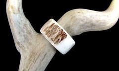 BROWN HANDCRAFTED OOAK SHED DEER, ELK ANTLER RING,SIZE 12 1/2, R-392