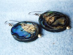 2 1/8″ Drop Dangle 1 1/4×7/8″ Abalone 4mm thick Oval Sterling Hook Earrings
