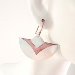 Vintage .999 Fine Silver & Copper Dangle Earrings Handmade Pendulum Signed RJ
