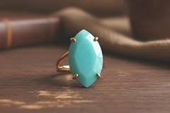 Amazonite Ring Anemone Jewelry Rose Gold Marquise Cut Prong Setting