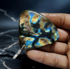 201.70Cts Multi Flash Labradorite Cab Sterling Silver Pendant Artisan Jewelry