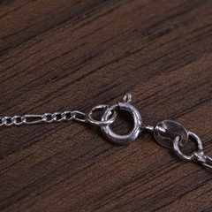 16″ 2mm, Vintage Sterling silver necklace, 925 figaro chain Hebrew word pendant