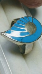 CUTE STERLING SILVER .925 WITH TURQUOISE INLAYS DESIGNER RING IN SIZE 5.75-6.0